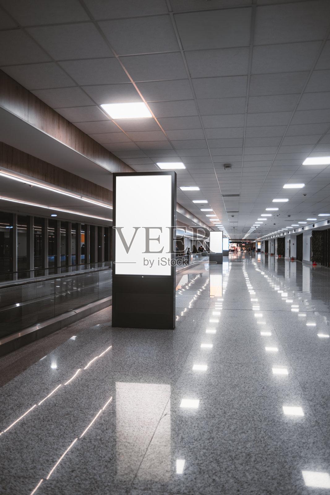 现代机场大厅中的空白广告样板照片摄影图片