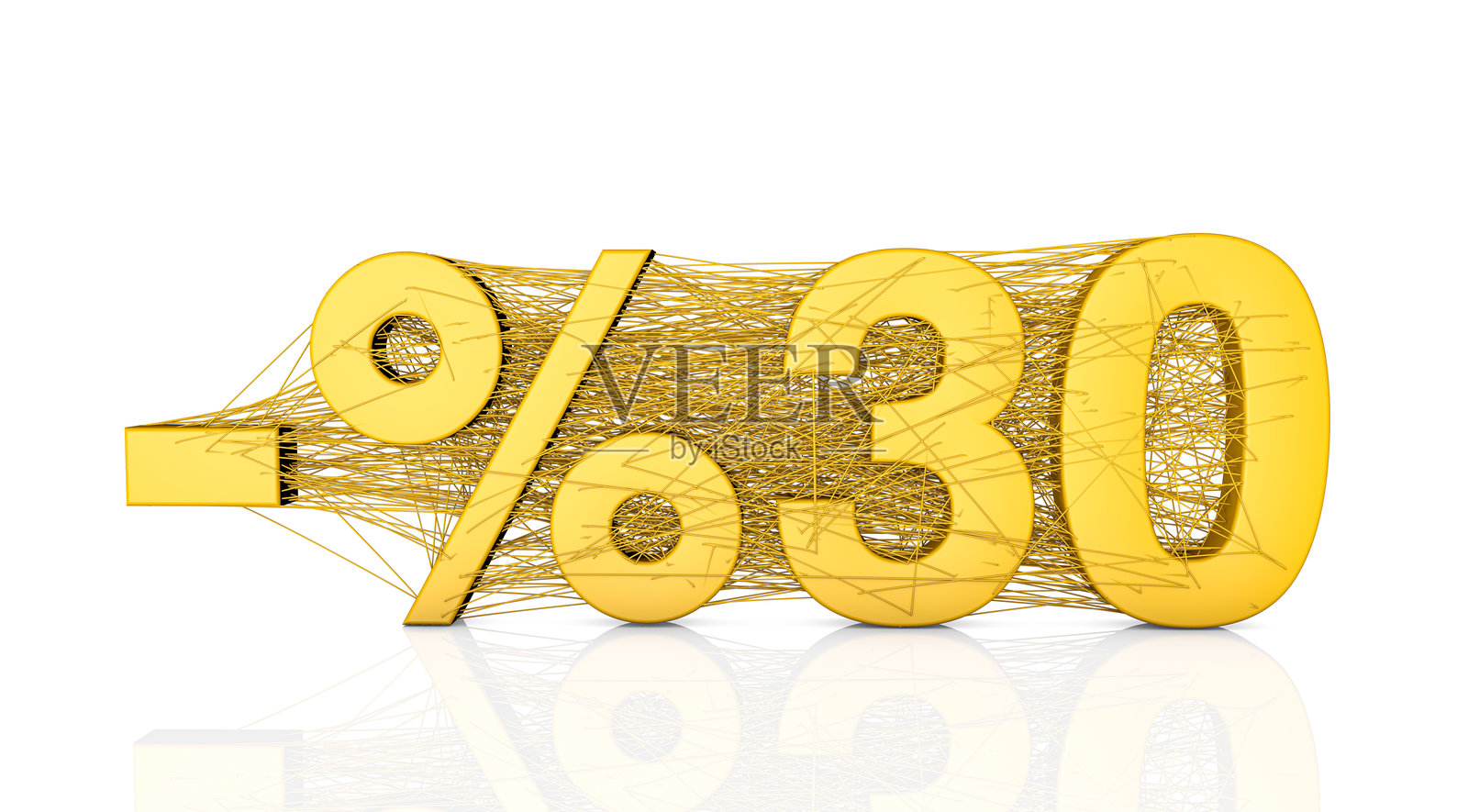 白色背景上孤立的金色30%折扣文本照片摄影图片