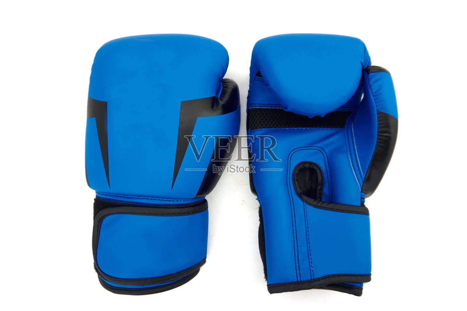 蓝色拳击手套（正面和背面）照片摄影图片