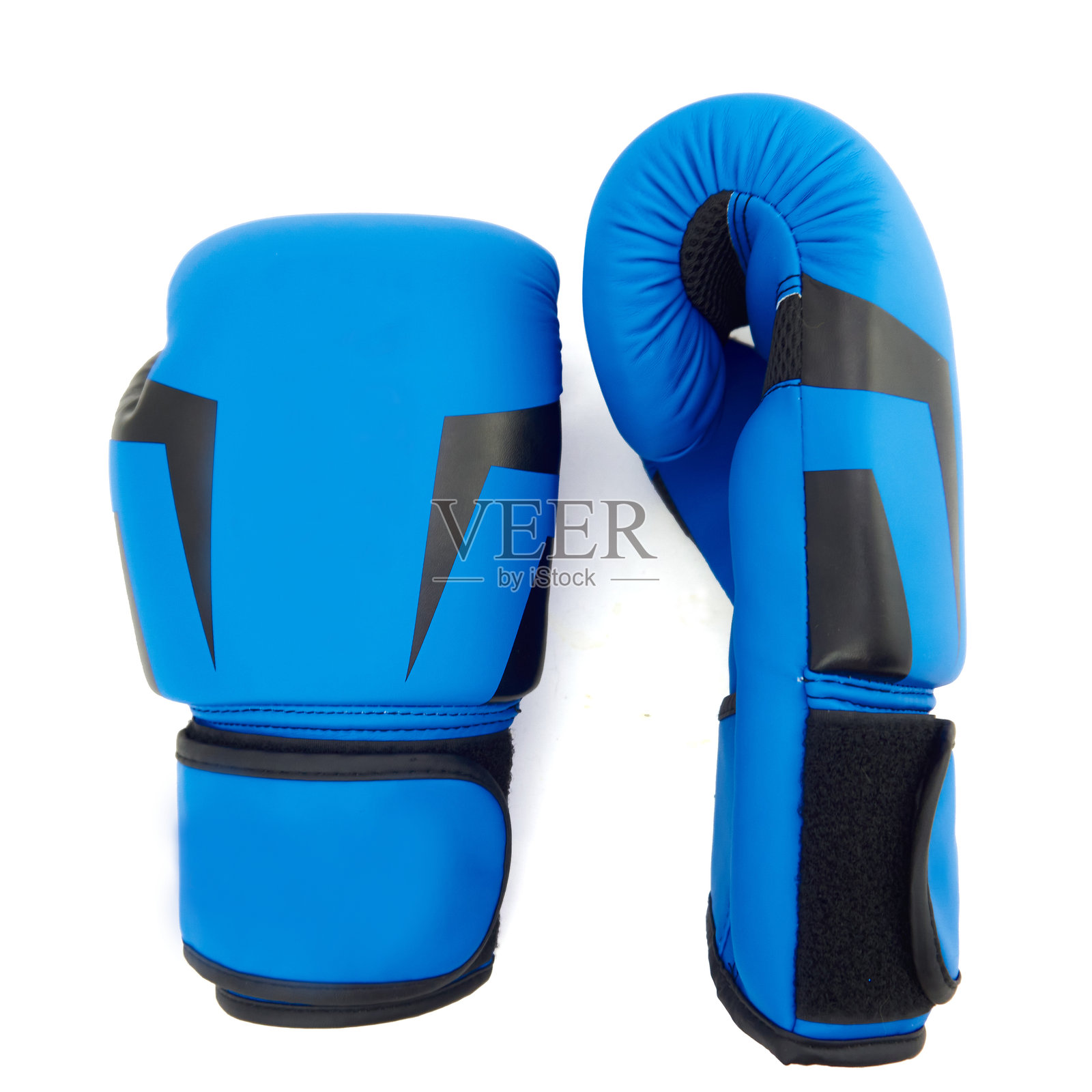 蓝色拳击手套：背面和侧面视角照片摄影图片
