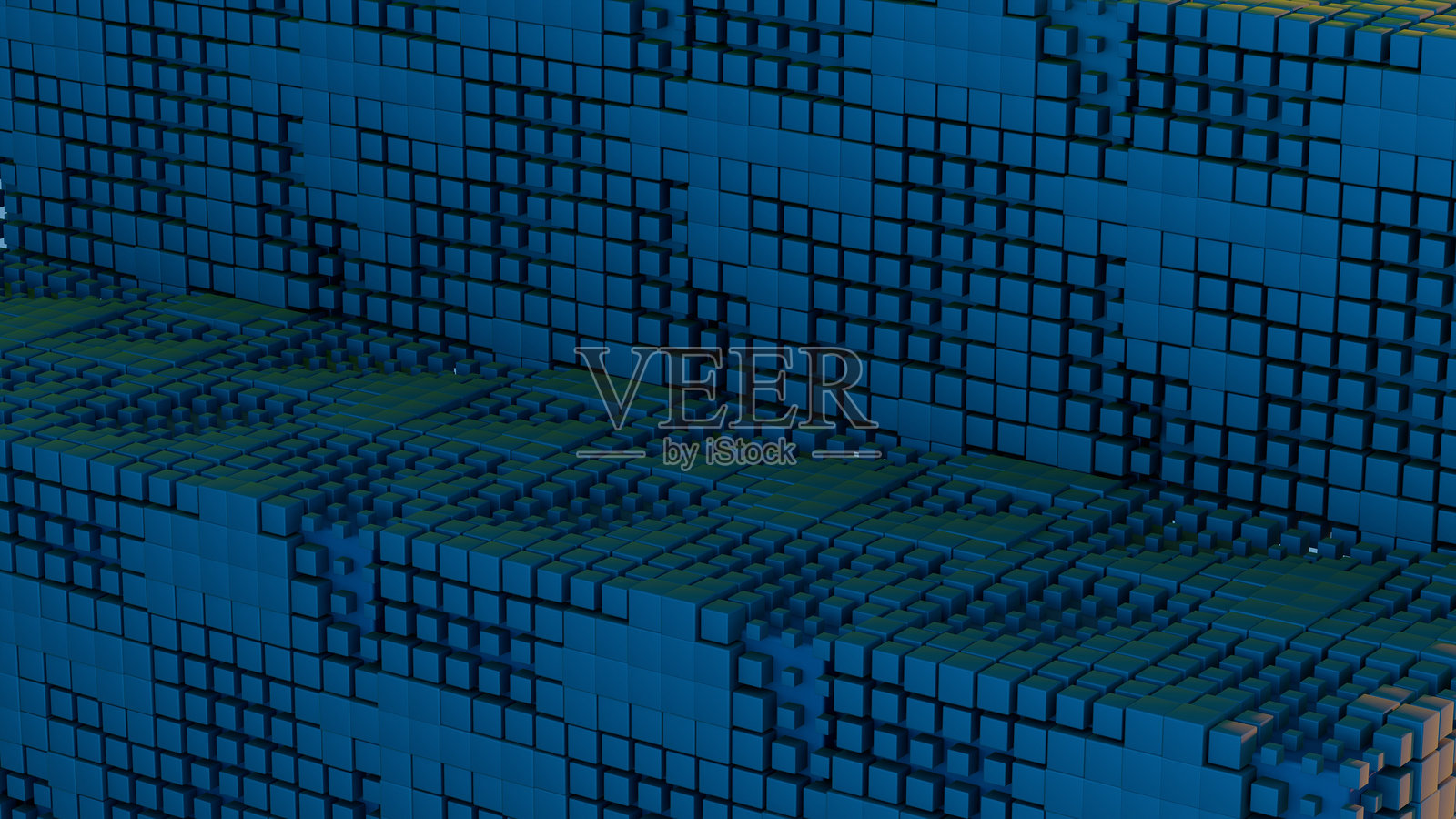 像素网格：抽象的3D立方体照片摄影图片