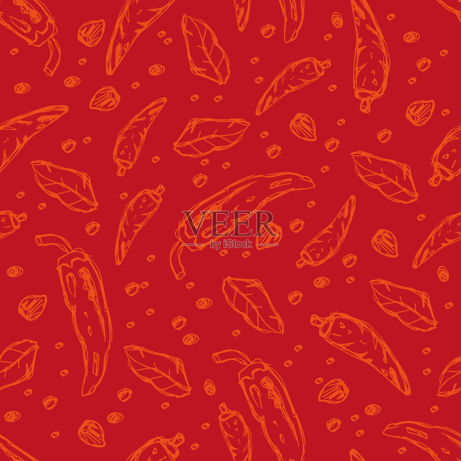 热辣椒的无缝背景图案插画图片素材