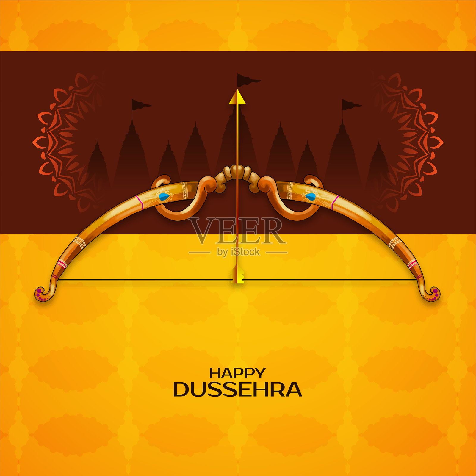 优雅的十胜节印度文化节日背景设计插画图片素材