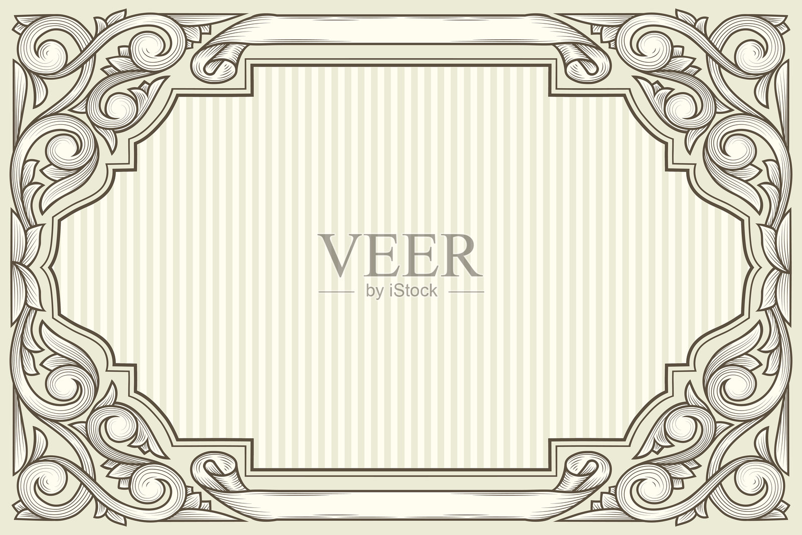 装饰华丽的单色复古设计空白卡片插画图片素材