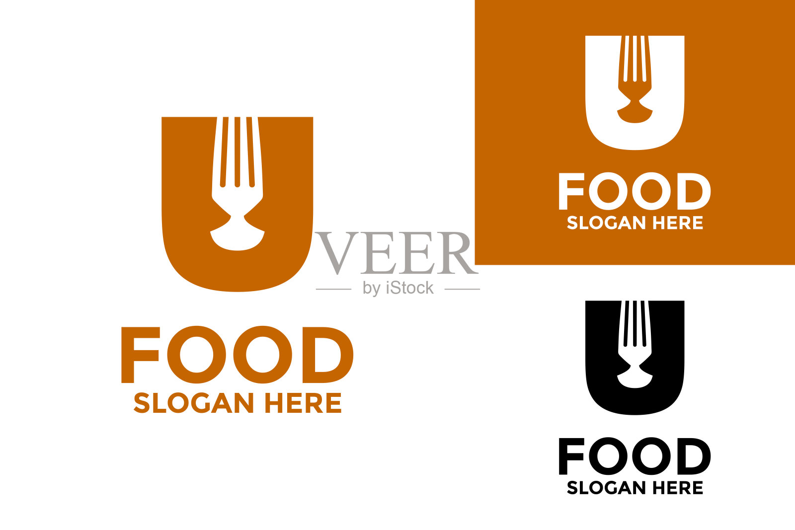 初始字母食品logo设计矢量图，字母初始logo图标模板插画图片素材