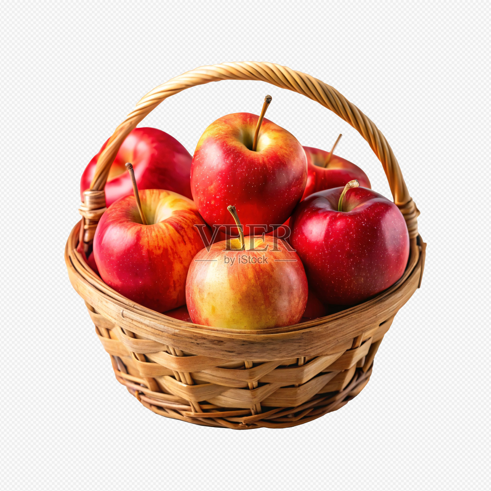 编织篮子里装满了闪亮的红苹果照片摄影图片