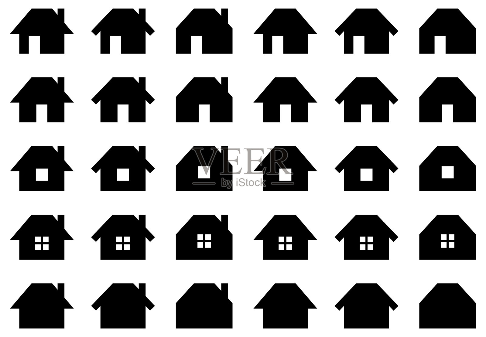 各种形状的家居图标矢量插图集插画图片素材