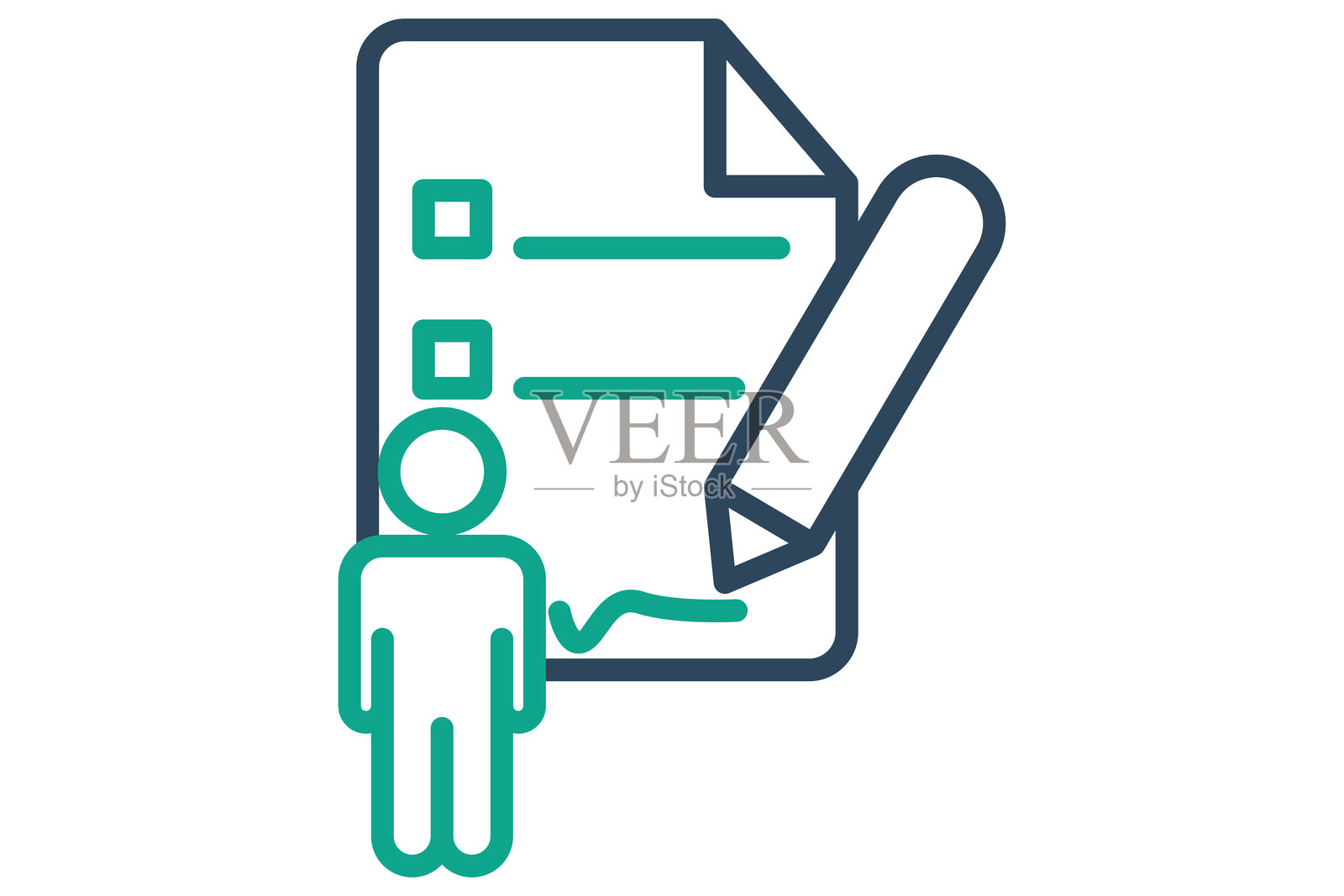 作业图标：带铅笔的文档，在线课程相关，教育元素矢量图插画图片素材