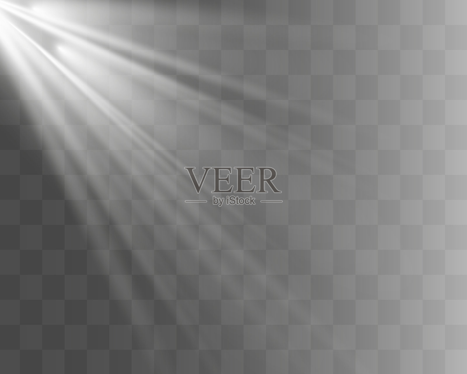 光效套件。发光的白色透明光效套件，镜头光晕，爆炸，闪光，灰尘，线条，阳光闪烁，火花和星星，聚光灯，曲线旋转。插画图片素材