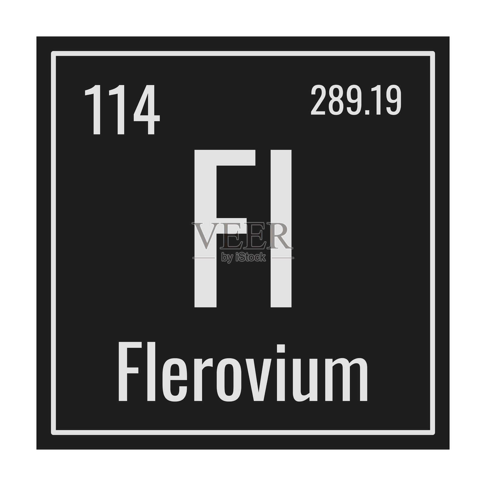 弗勒罗维乌姆符号。元素周期表中的化学元素。白色背景上的矢量插图。玻璃标志。插画图片素材