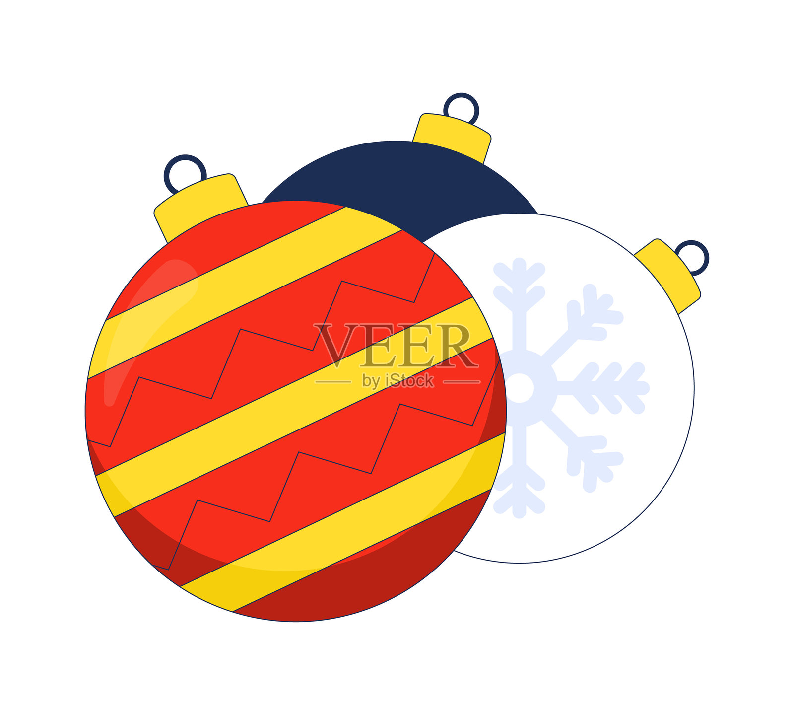 圣诞装饰球 2D 卡通物体插画图片素材