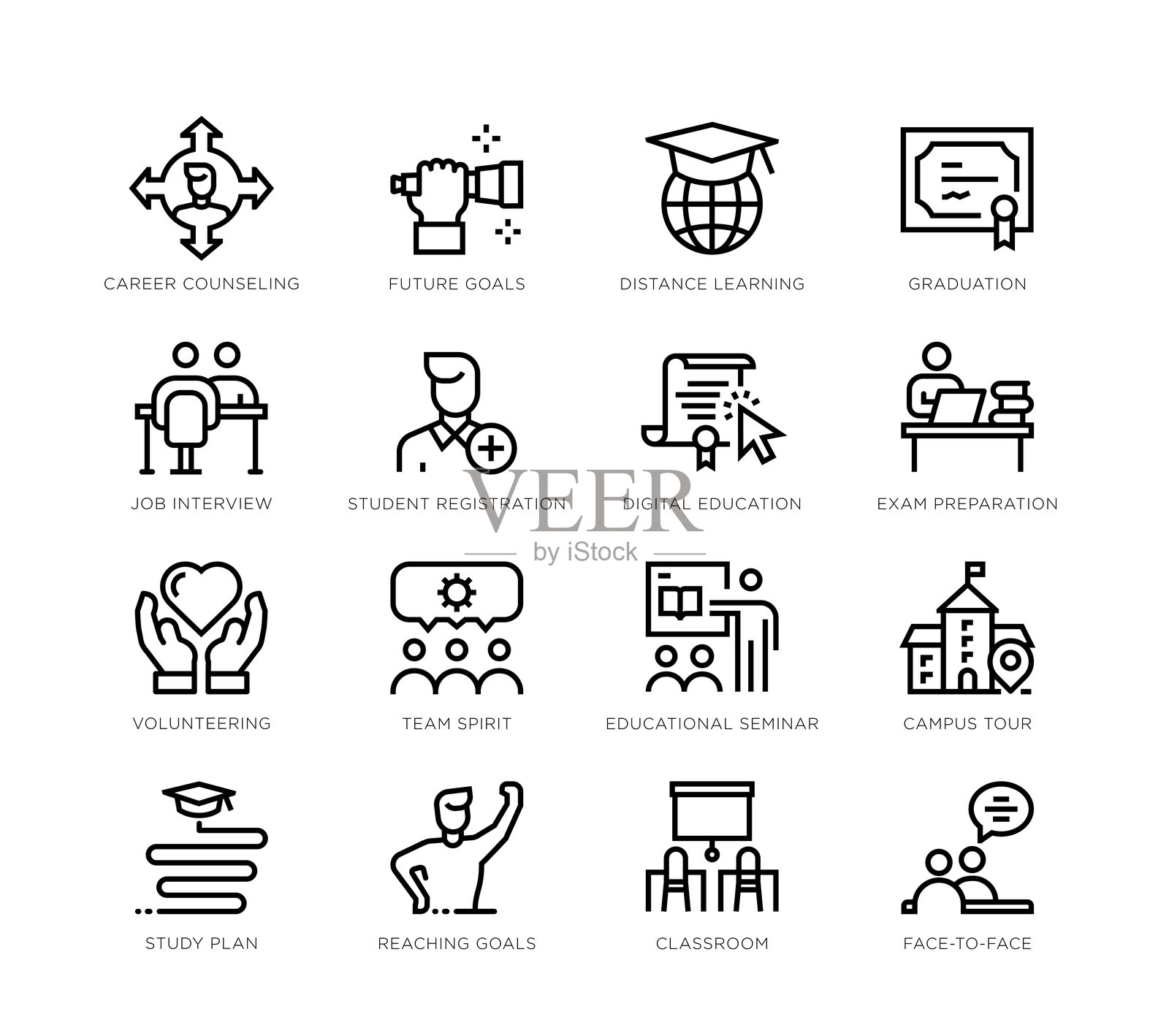 学生生活必需品图标插画图片素材