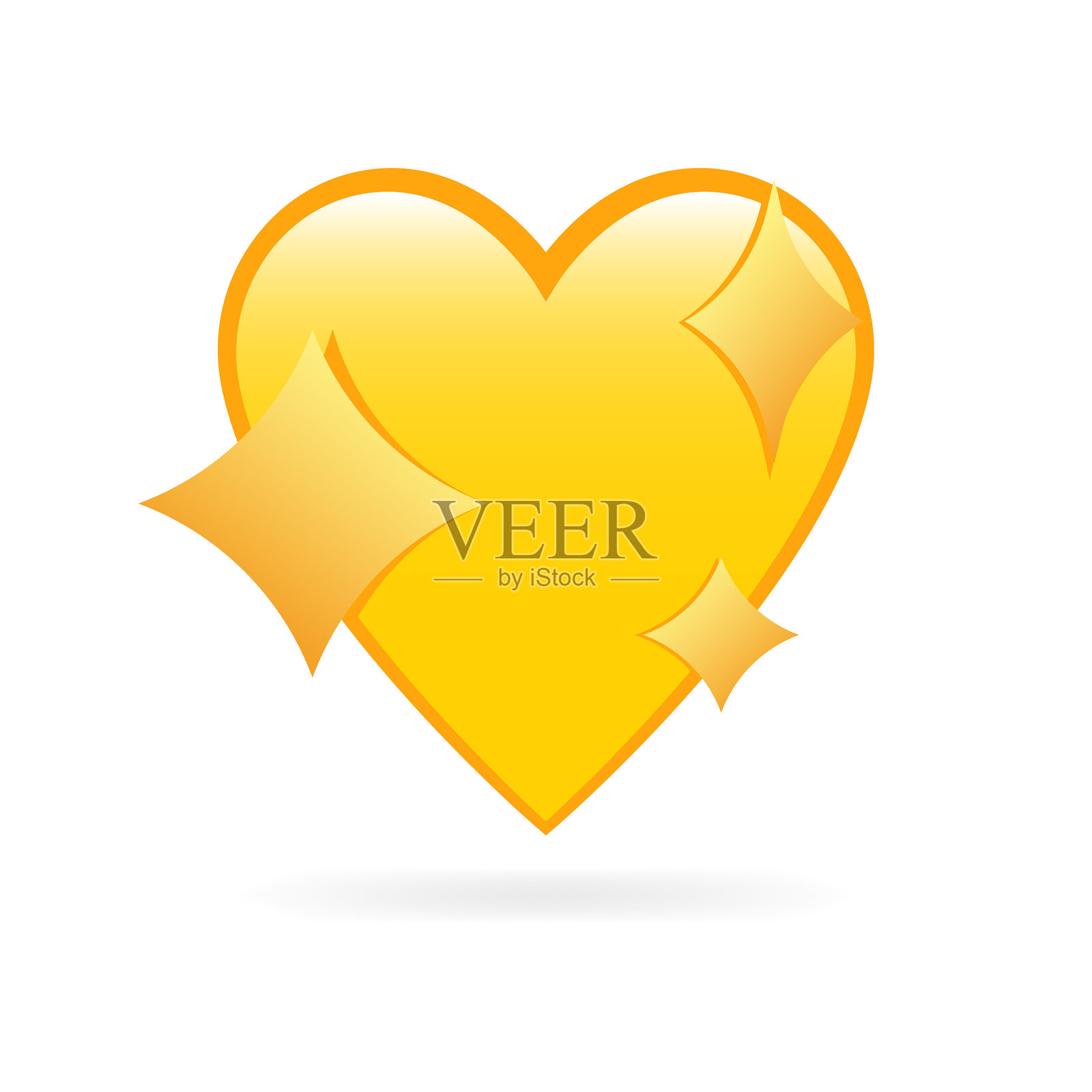 心形图标。闪亮的心形图标。扁平风格。矢量图标。插画图片素材