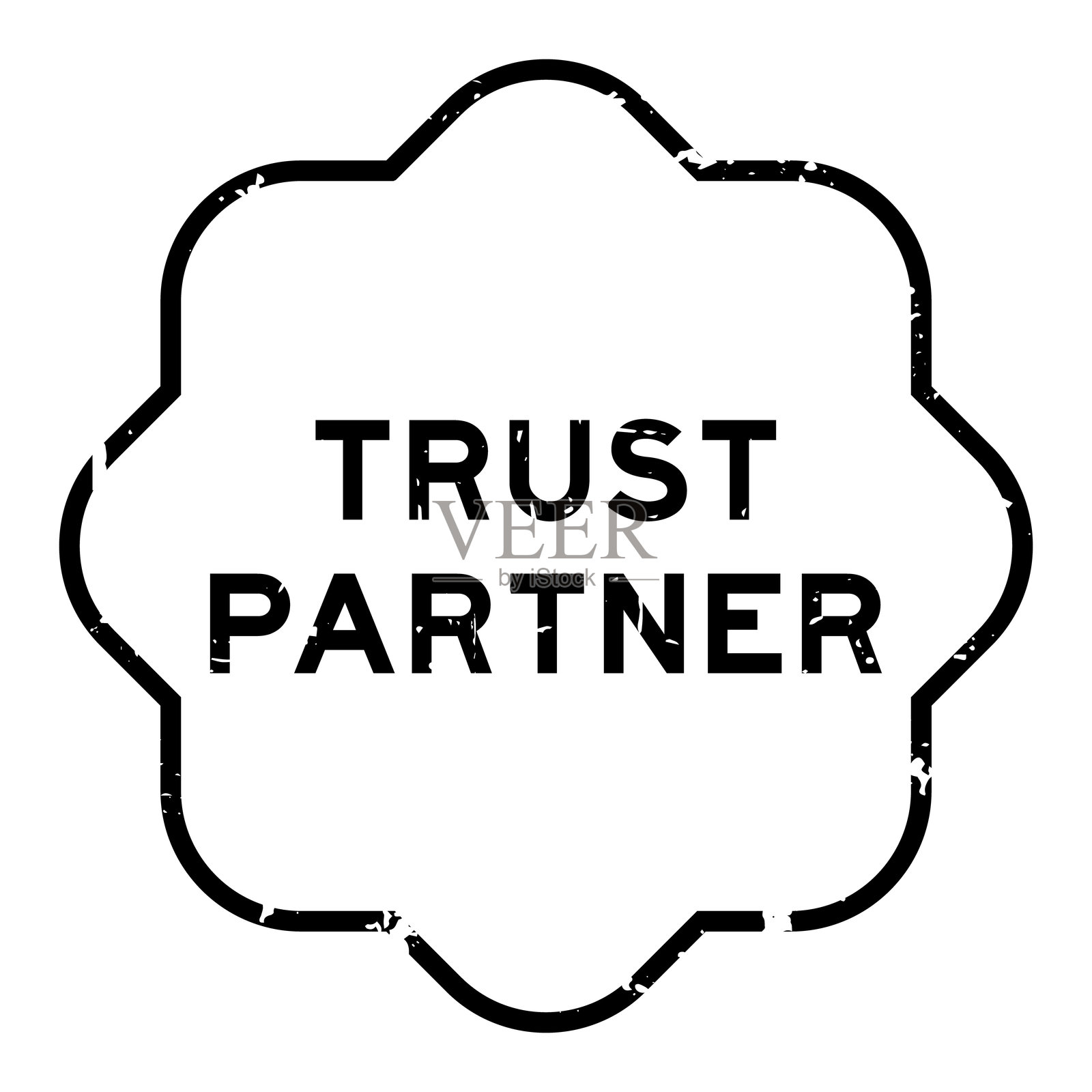 白色背景上的黑色信任伙伴印章插画图片素材