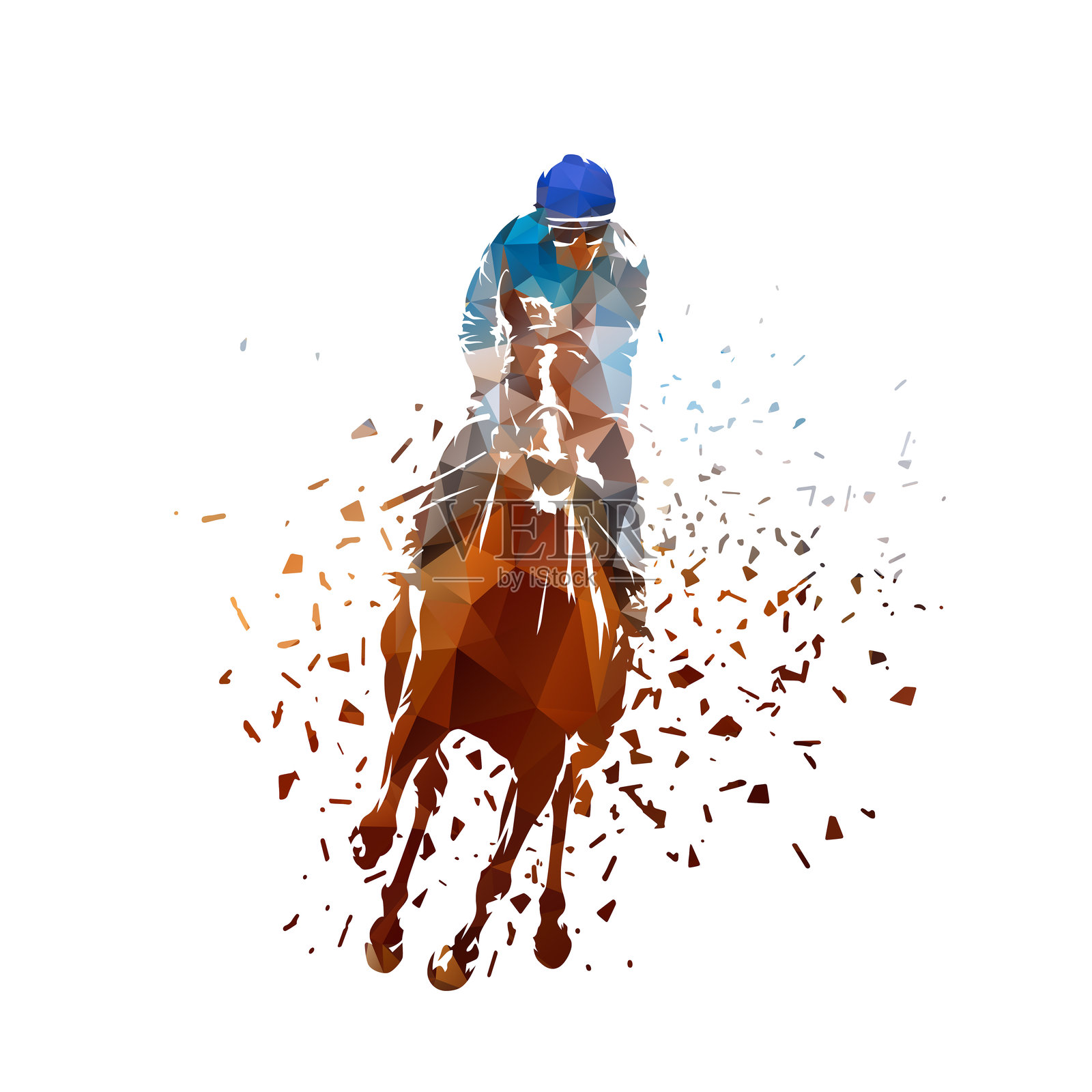 赛马马术低多边形几何矢量插画插画图片素材