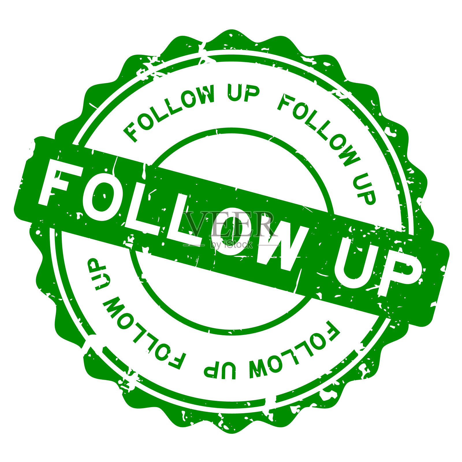 白色背景上的绿色 Grunge 后续单词圆形橡胶印章插画图片素材
