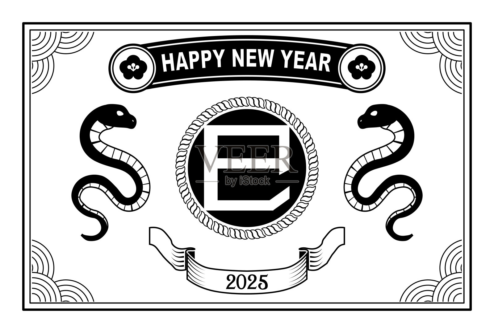 2025年蛇年贺卡插图素材插画图片素材