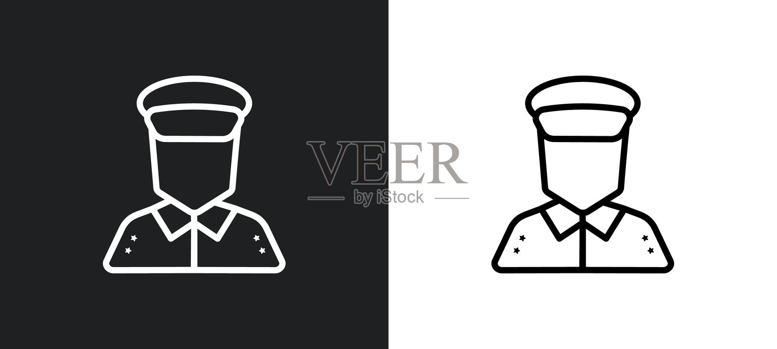 黑白双色中尉轮廓图标。来自陆军和战争收藏的中尉扁平矢量图标，适用于Web、移动应用和UI。插画图片素材