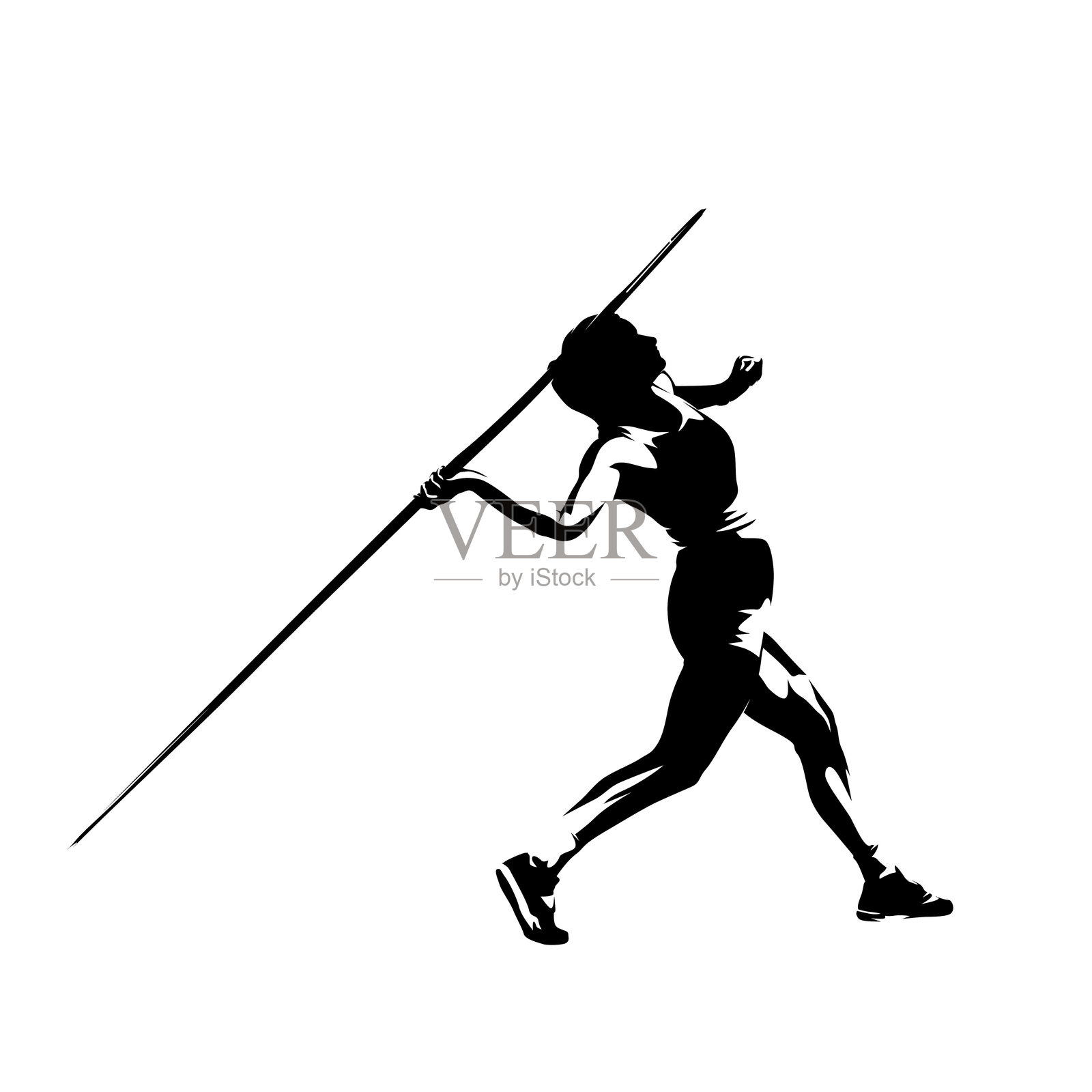 标枪投掷女子剪影矢量图插画图片素材