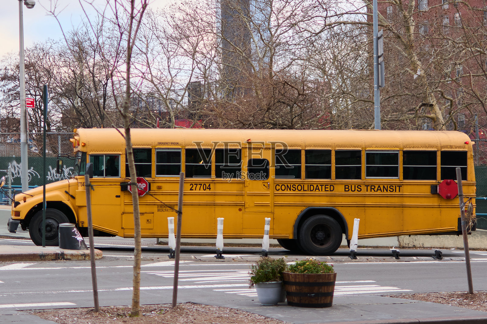 纽约街头的校车照片摄影图片