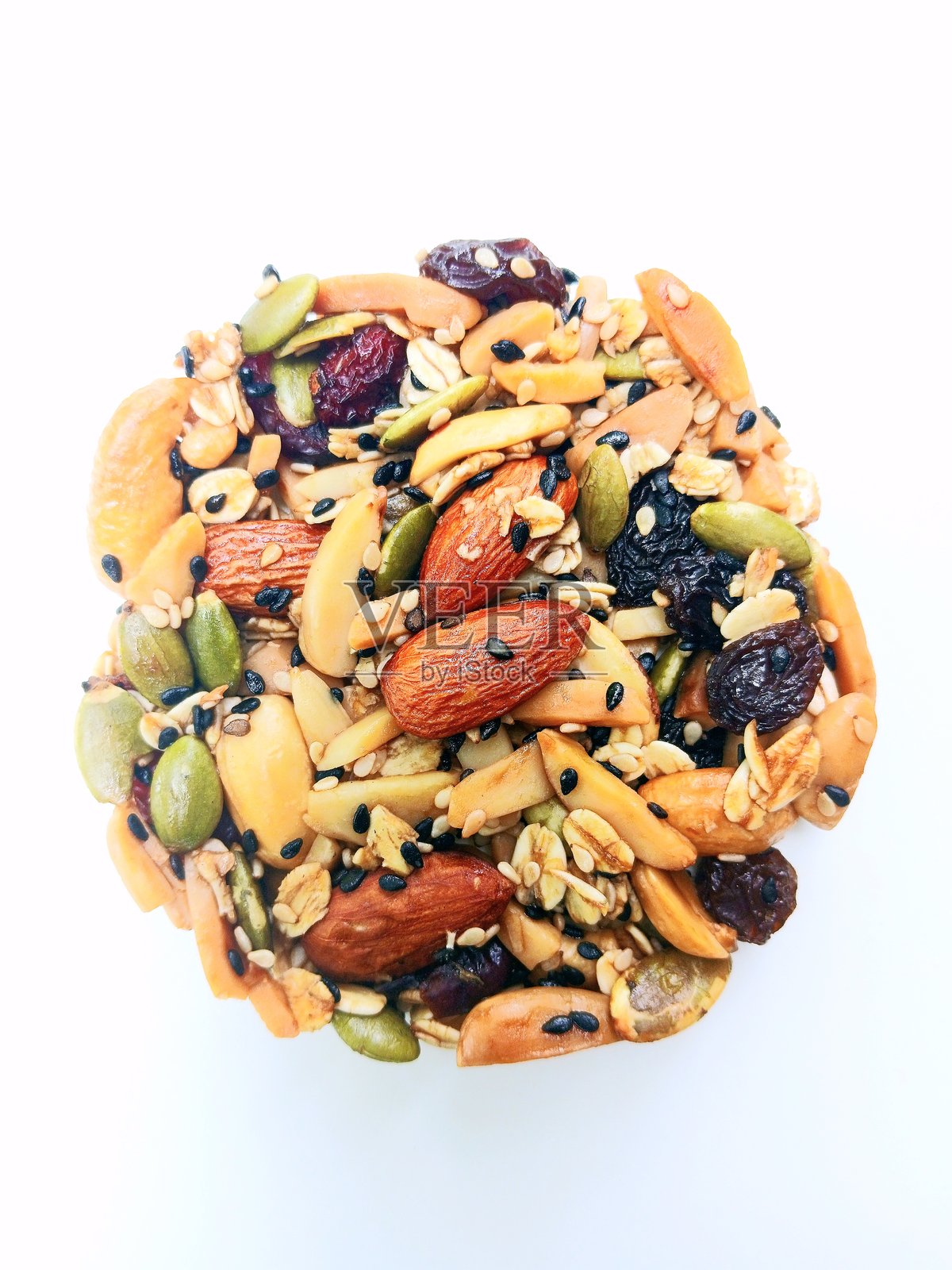 健康谷物饼干 - 白色背景。照片摄影图片