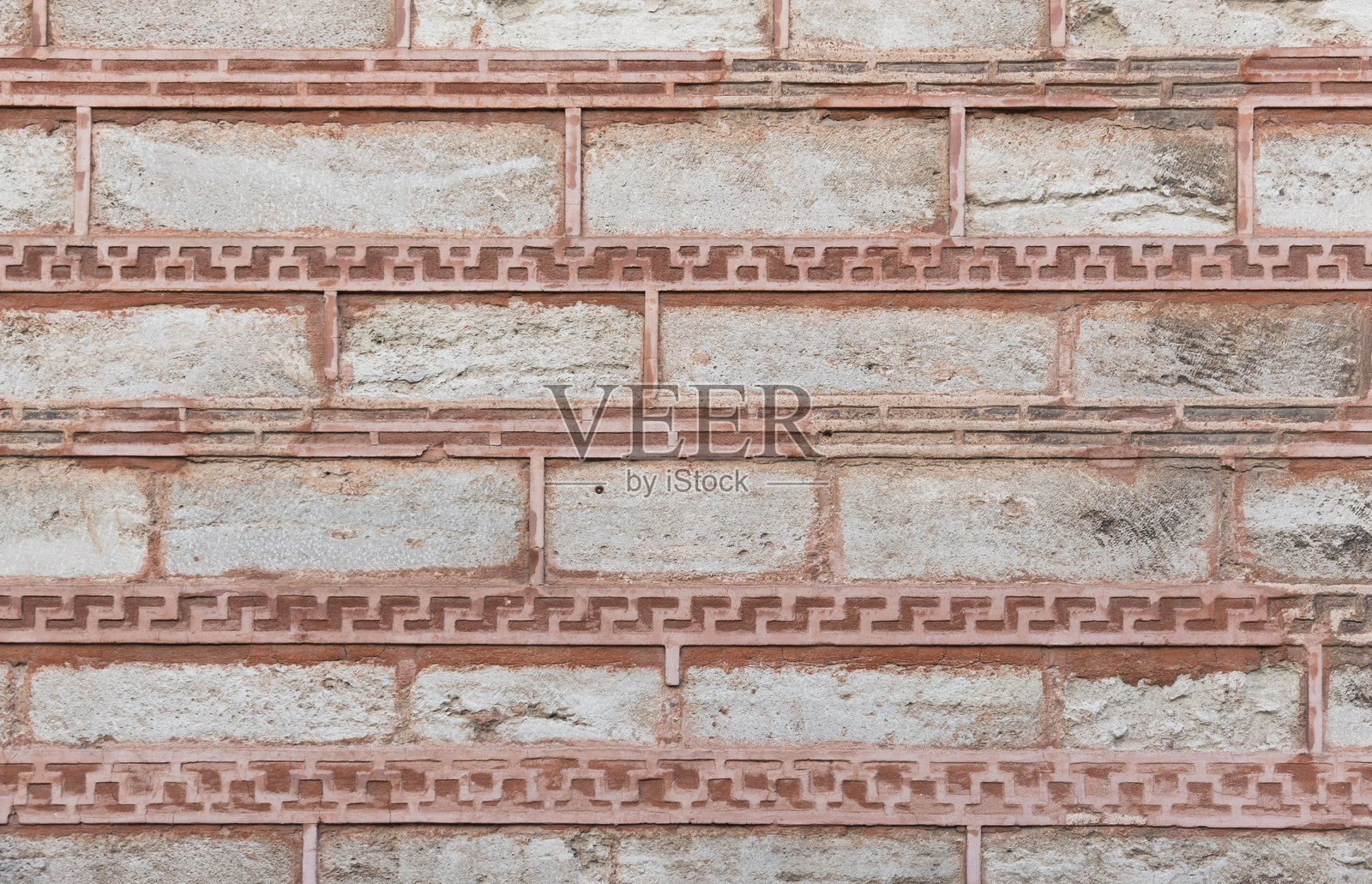 装饰性的古老砖墙，正面视图，背景纹理照片摄影图片