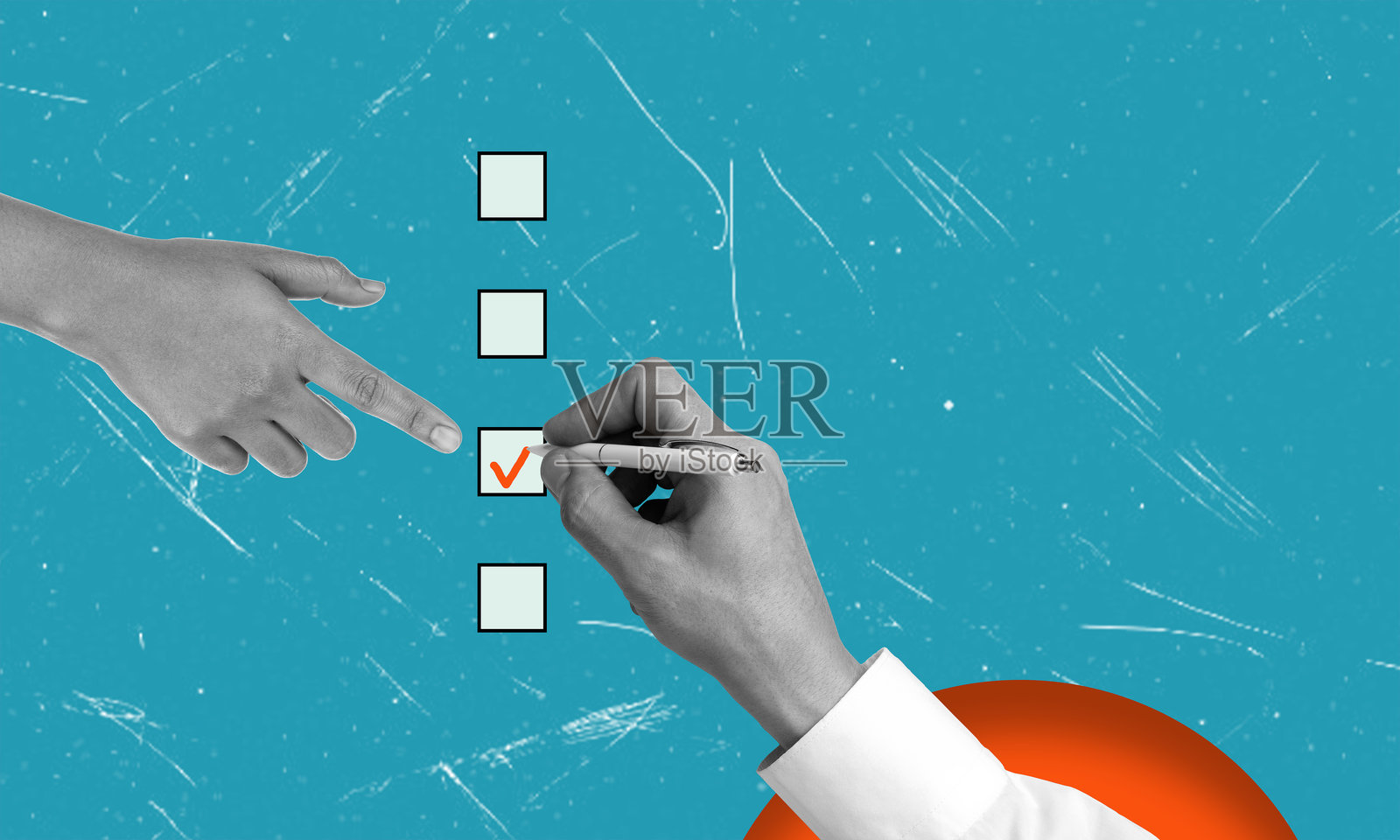 现代艺术拼贴：手填写受控任务清单照片摄影图片