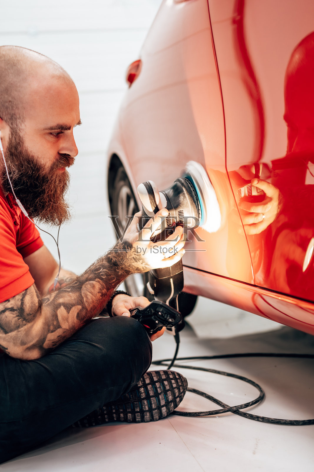 汽车抛光和细节处理照片摄影图片