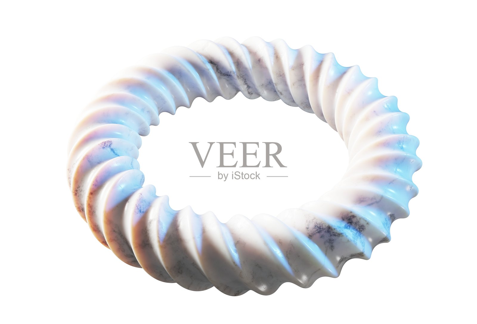 扭曲的环面抽象雕塑，光滑的大理石表面照片摄影图片