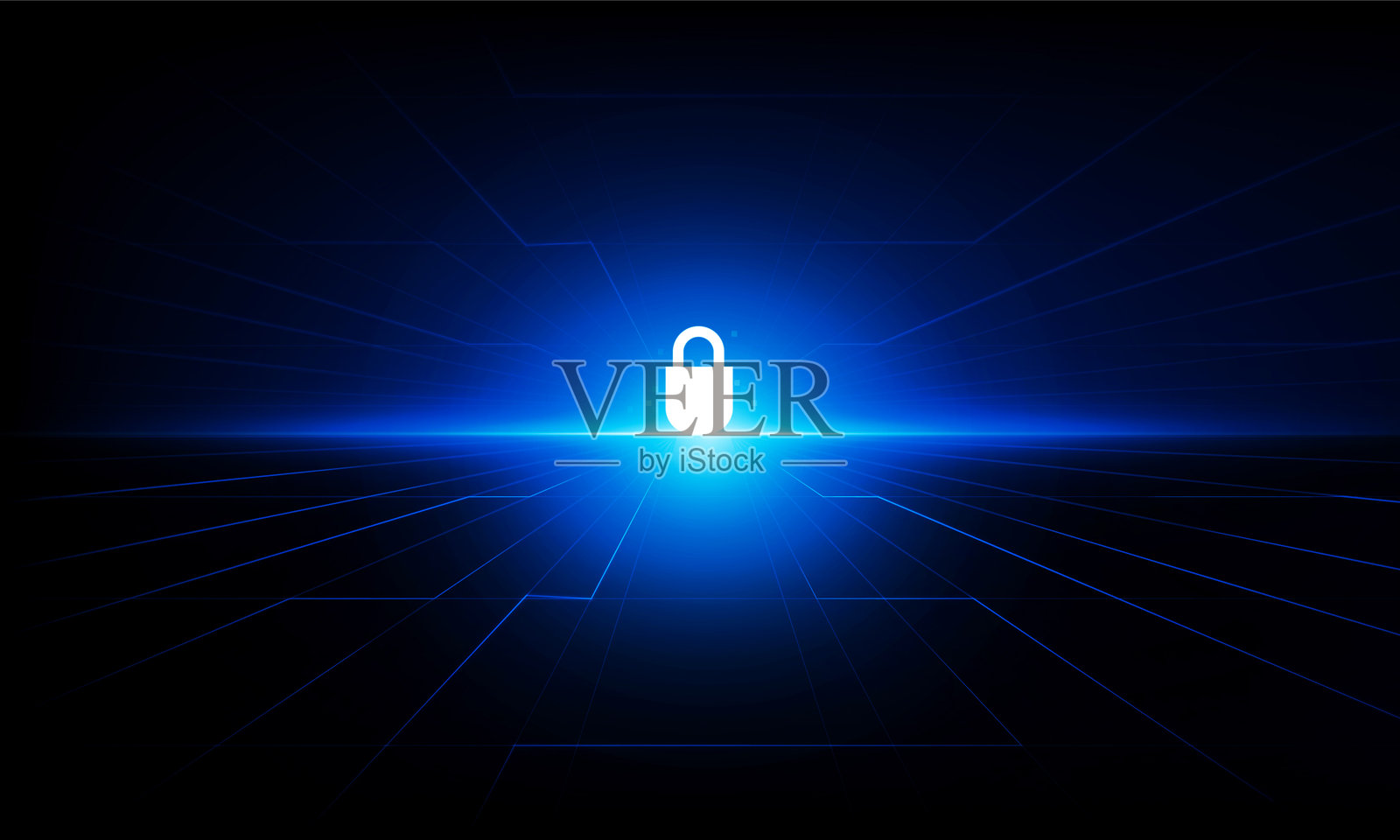 抽象的门打开，科技背景中的钥匙，光线，通信概念，创新背景矢量设计。插画图片素材