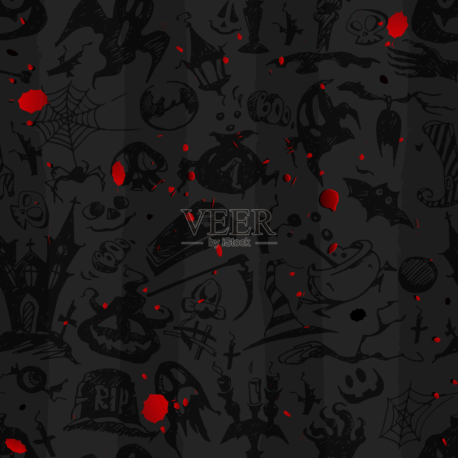 万圣节卡通手绘矢量暗色背景插画图片素材