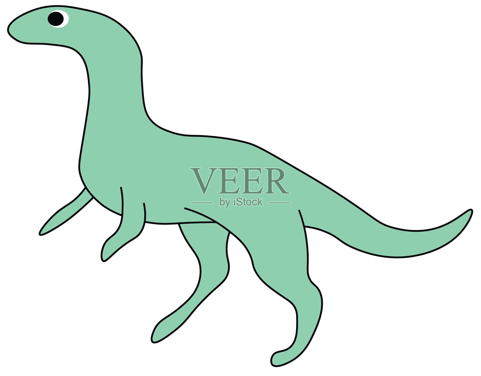 可爱的绿色恐龙站在后腿上，前腿短，卡通风格，易于编辑，库存矢量图插画图片素材
