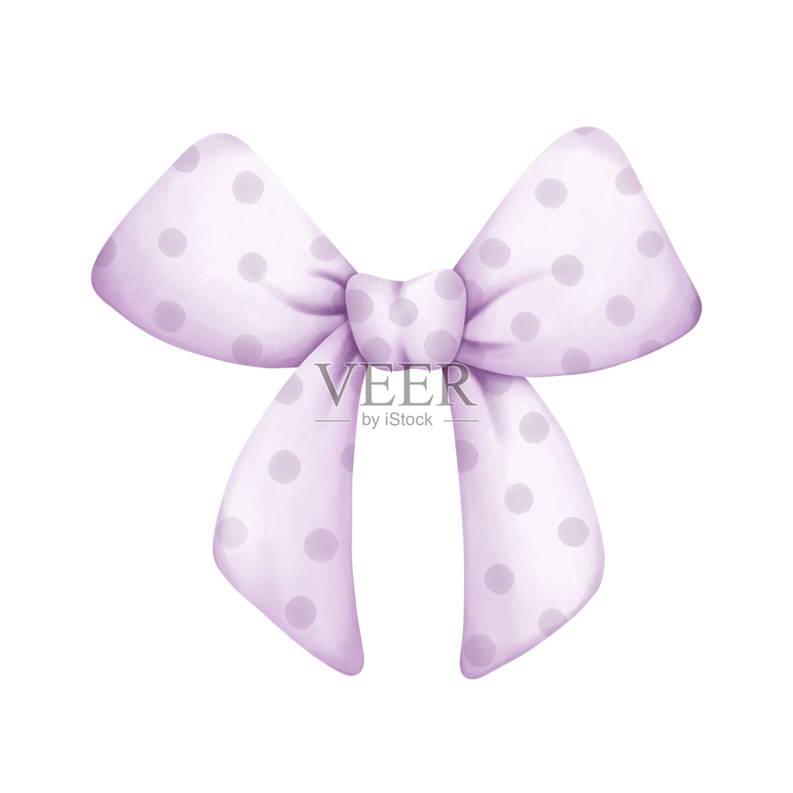 可爱的粉彩丝带蝴蝶结水彩插图。适合生日、婴儿房装饰的可爱女孩配饰。背景为白色。插画图片素材