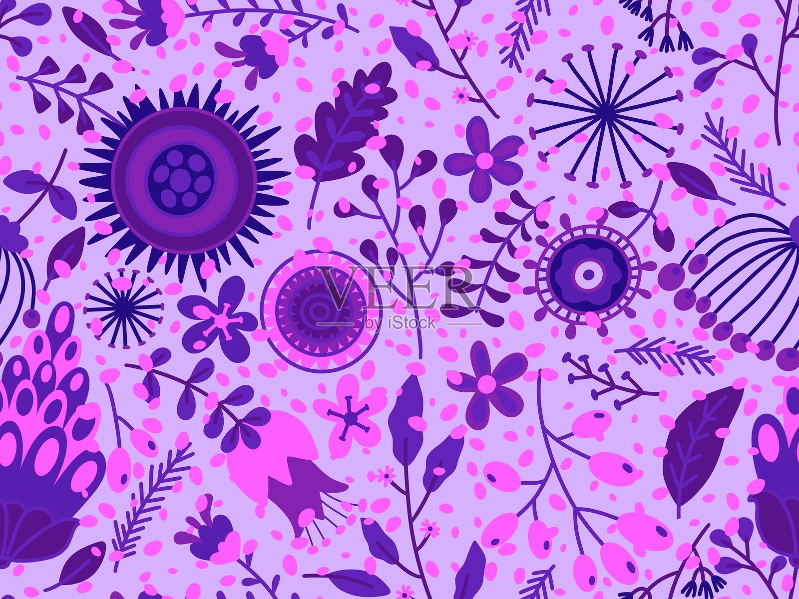 无缝夏季花卉图案印花，适用于面料和纺织品插画图片素材