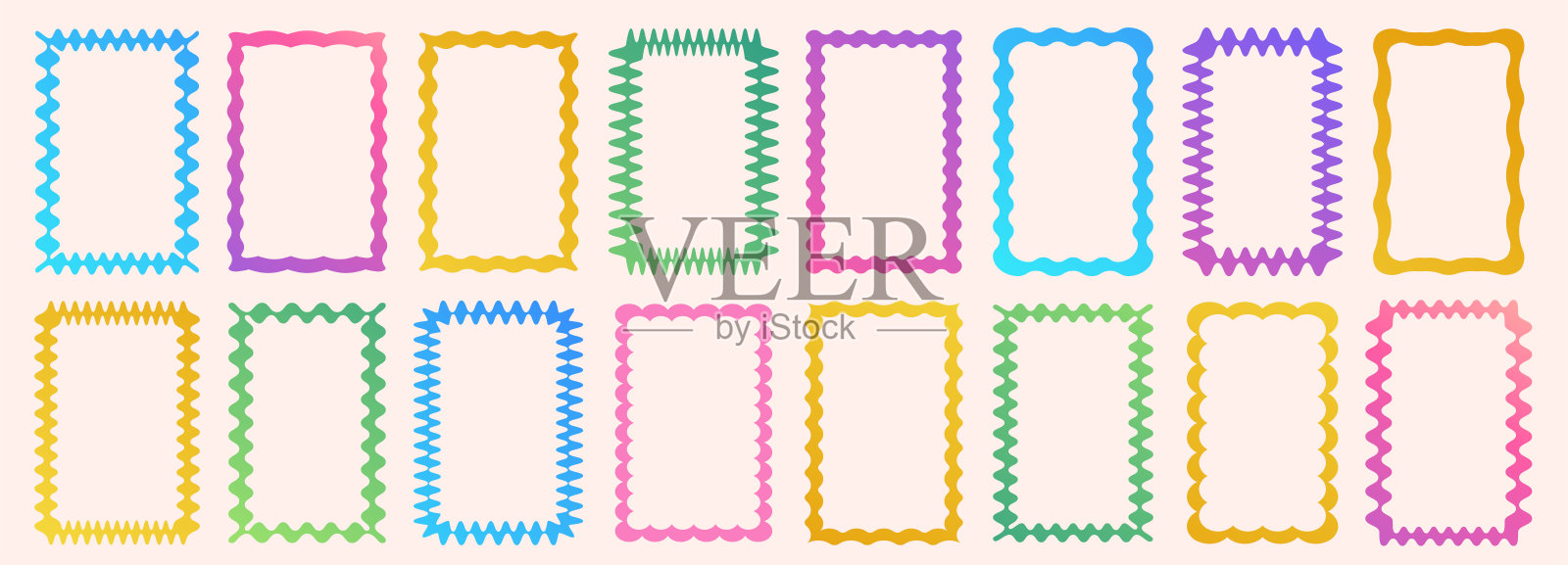 云彩波浪曲线边缘边框集插画图片素材