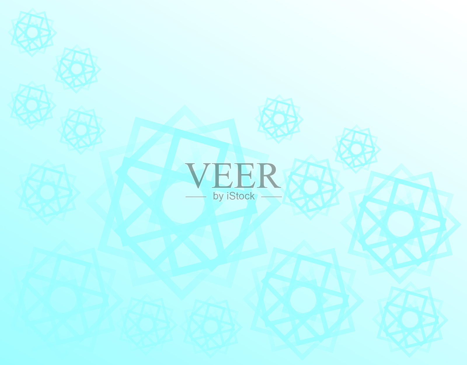 漂浮的几何形状在天蓝渐变中插画图片素材