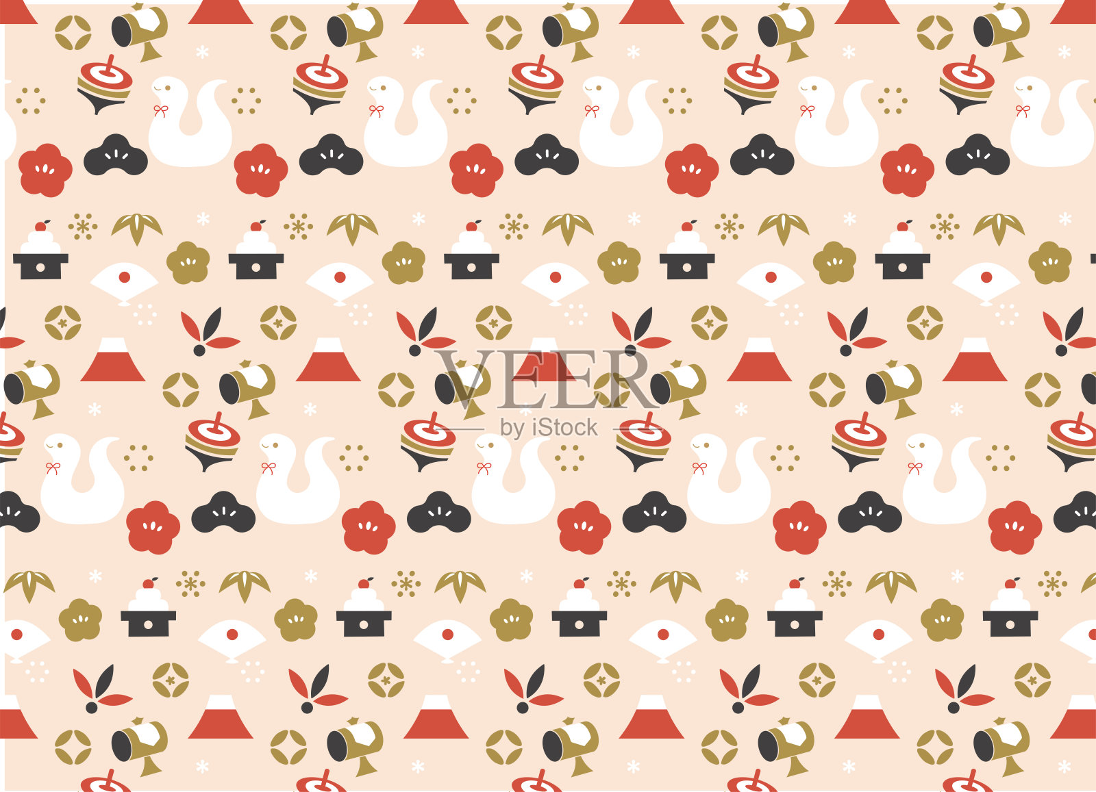 流行时尚的蛇年新年图案壁纸插画图片素材