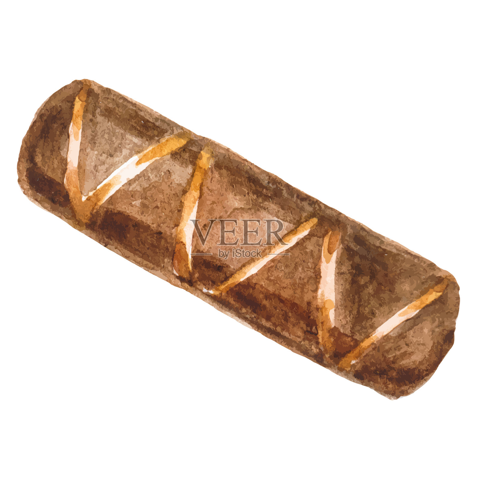 水彩画的巧克力。手绘设计元素，独立于白色背景。插画图片素材