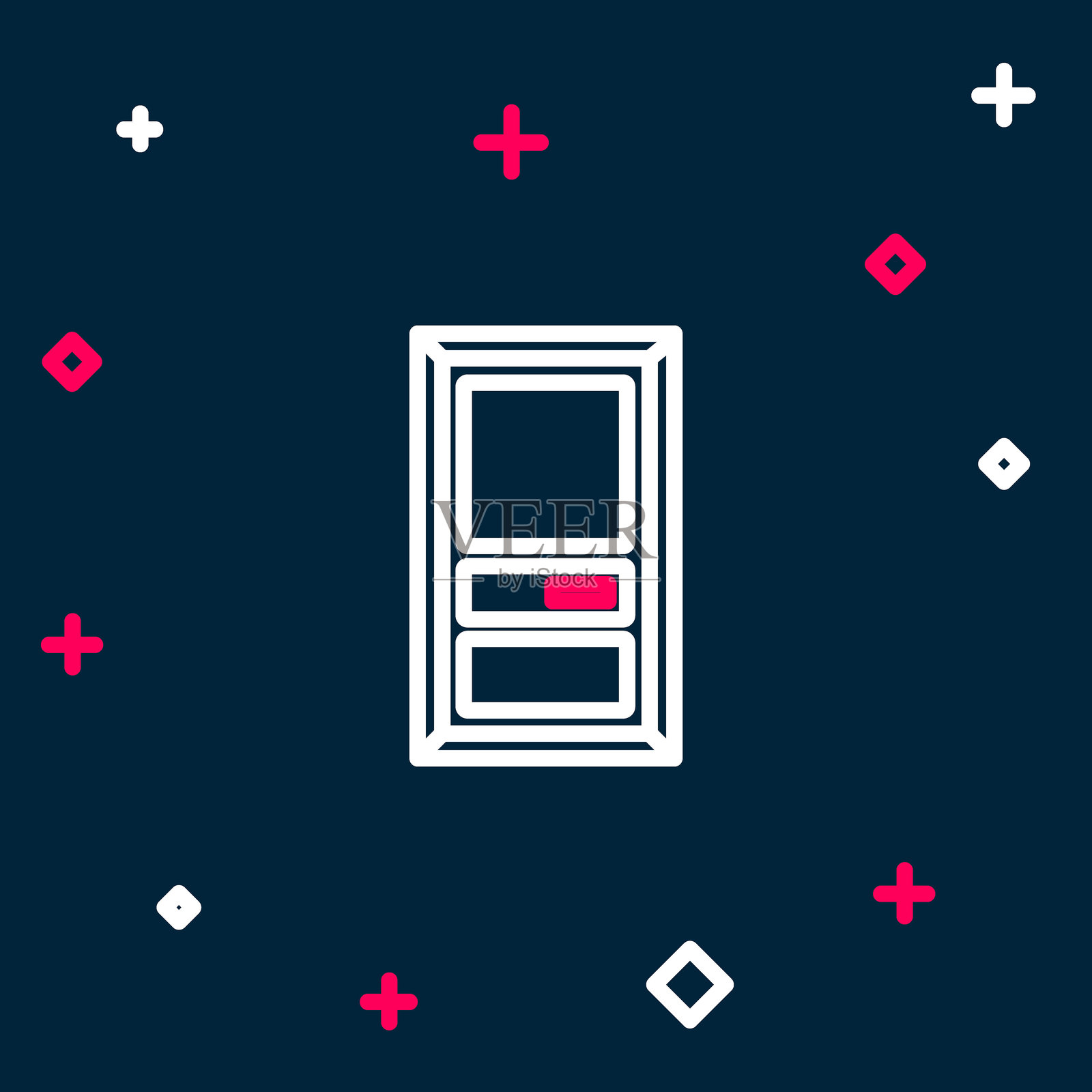 封闭门图标，背景为蓝色。彩色轮廓概念。矢量图。插画图片素材