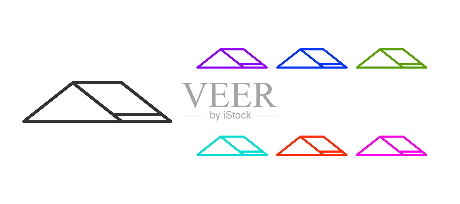 黑色滑板公园图标，背景为白色。滑板公园的坡道、滚轮和楼梯的组合。极限运动。彩色图标集合。矢量图。插画图片素材