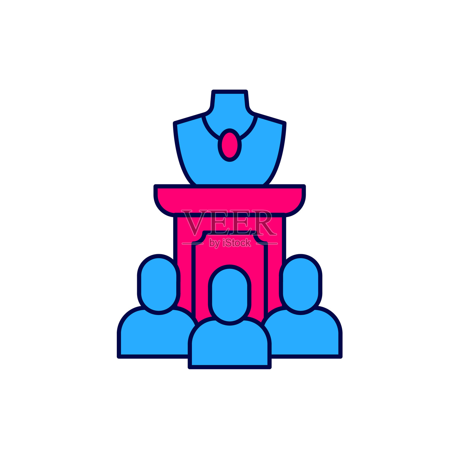 拍卖珠宝销售图标，背景为白色。拍卖竞标。销售与买家。矢量图。插画图片素材