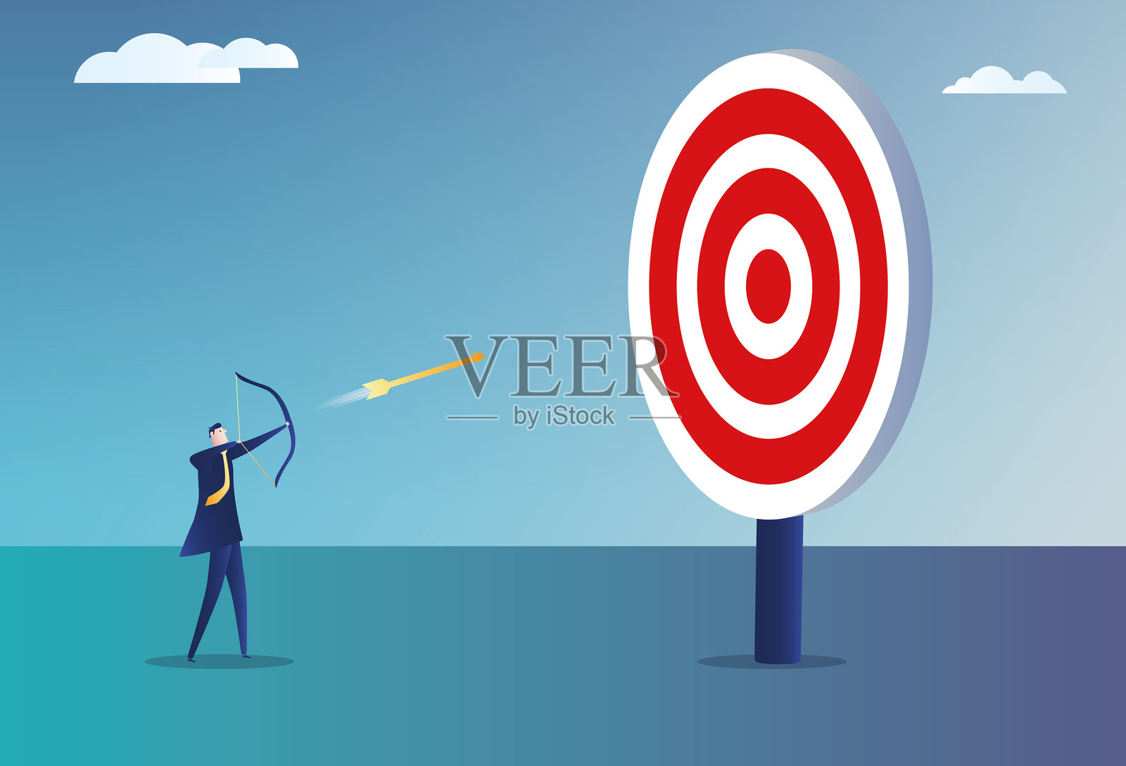 商人向靶子射箭插画图片素材