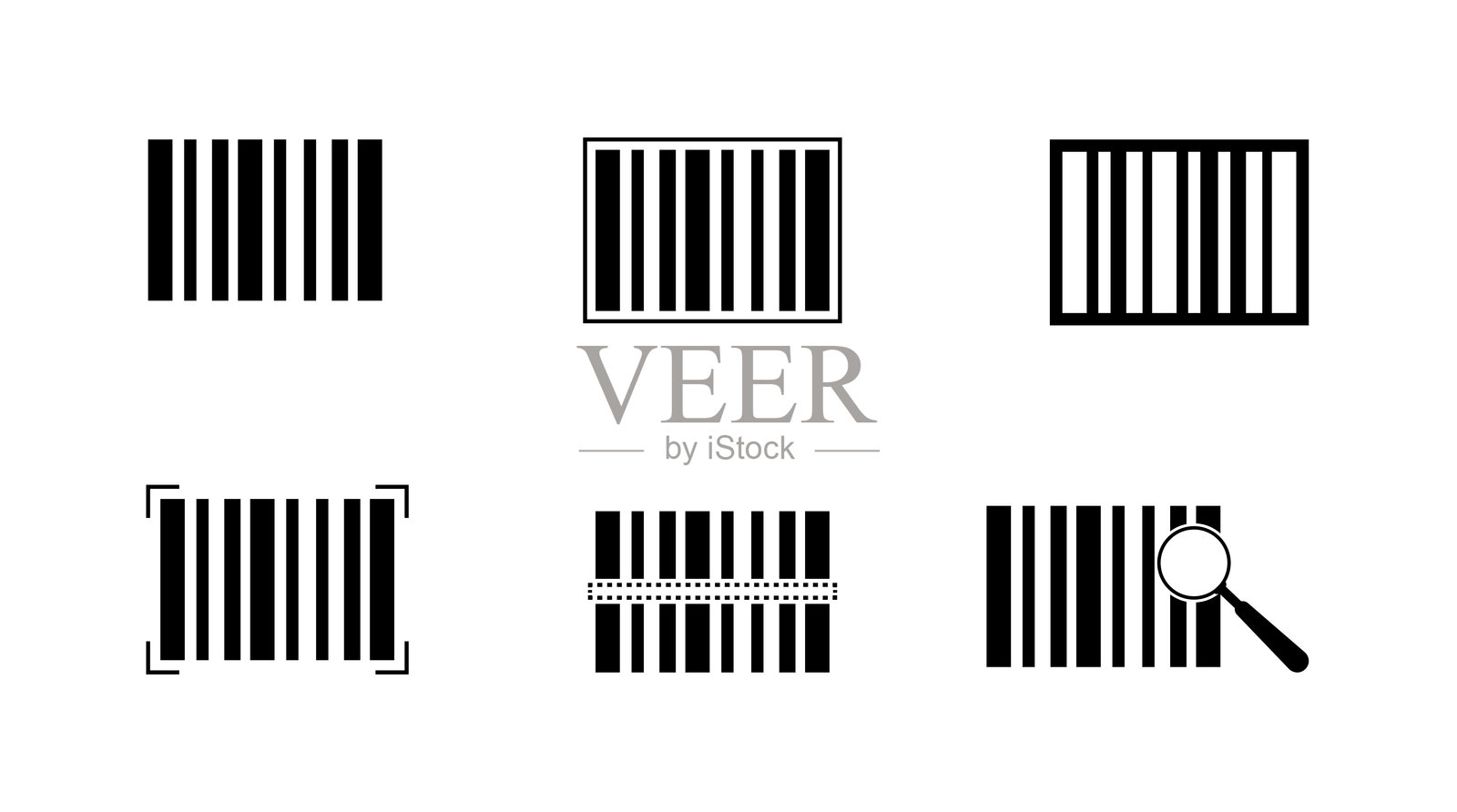 条形码图标标志符号。条形码扫描仪。插图插画图片素材