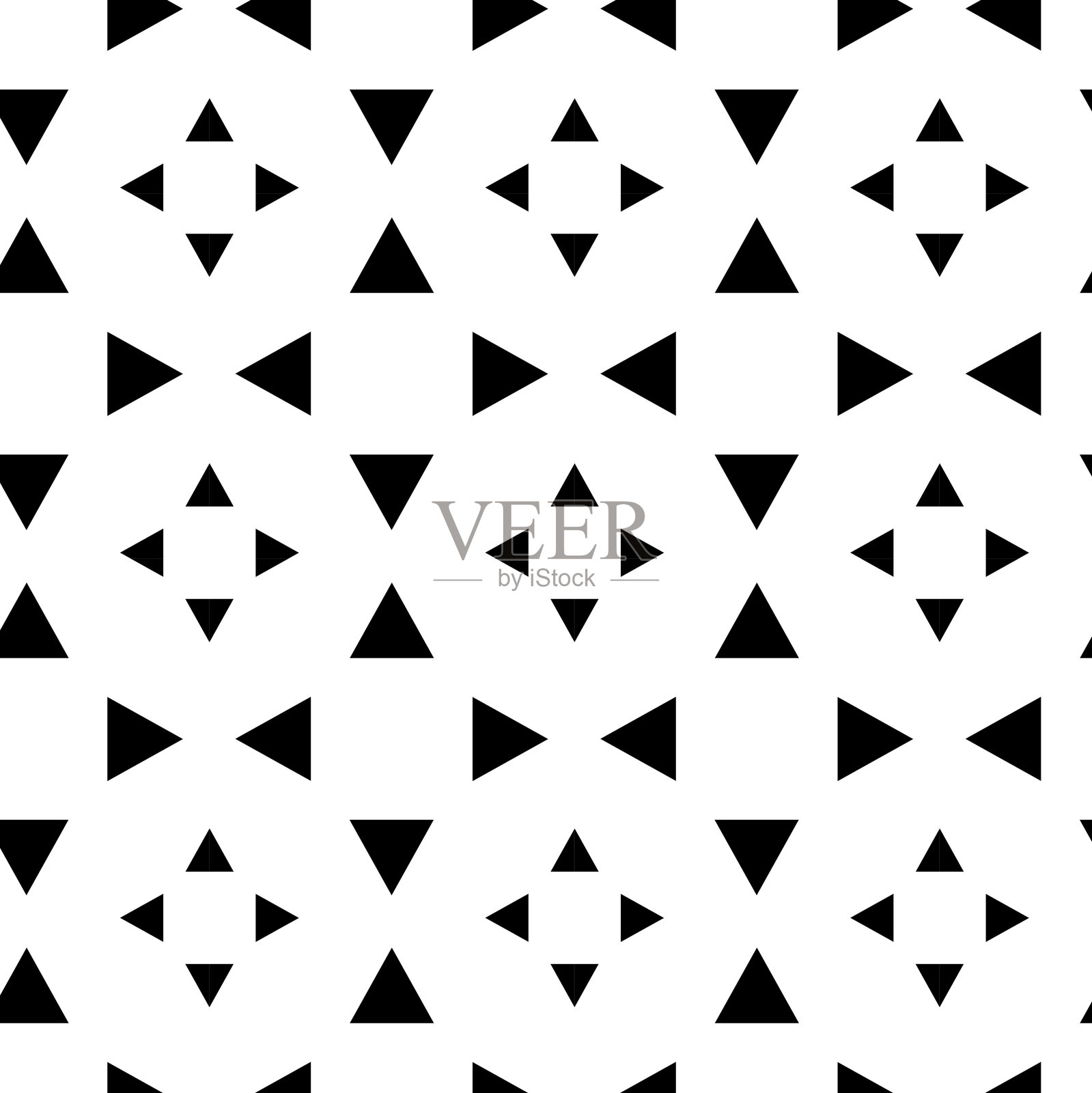 白色背景上的抽象几何图案，包含三角形、线条和条纹。插画图片素材