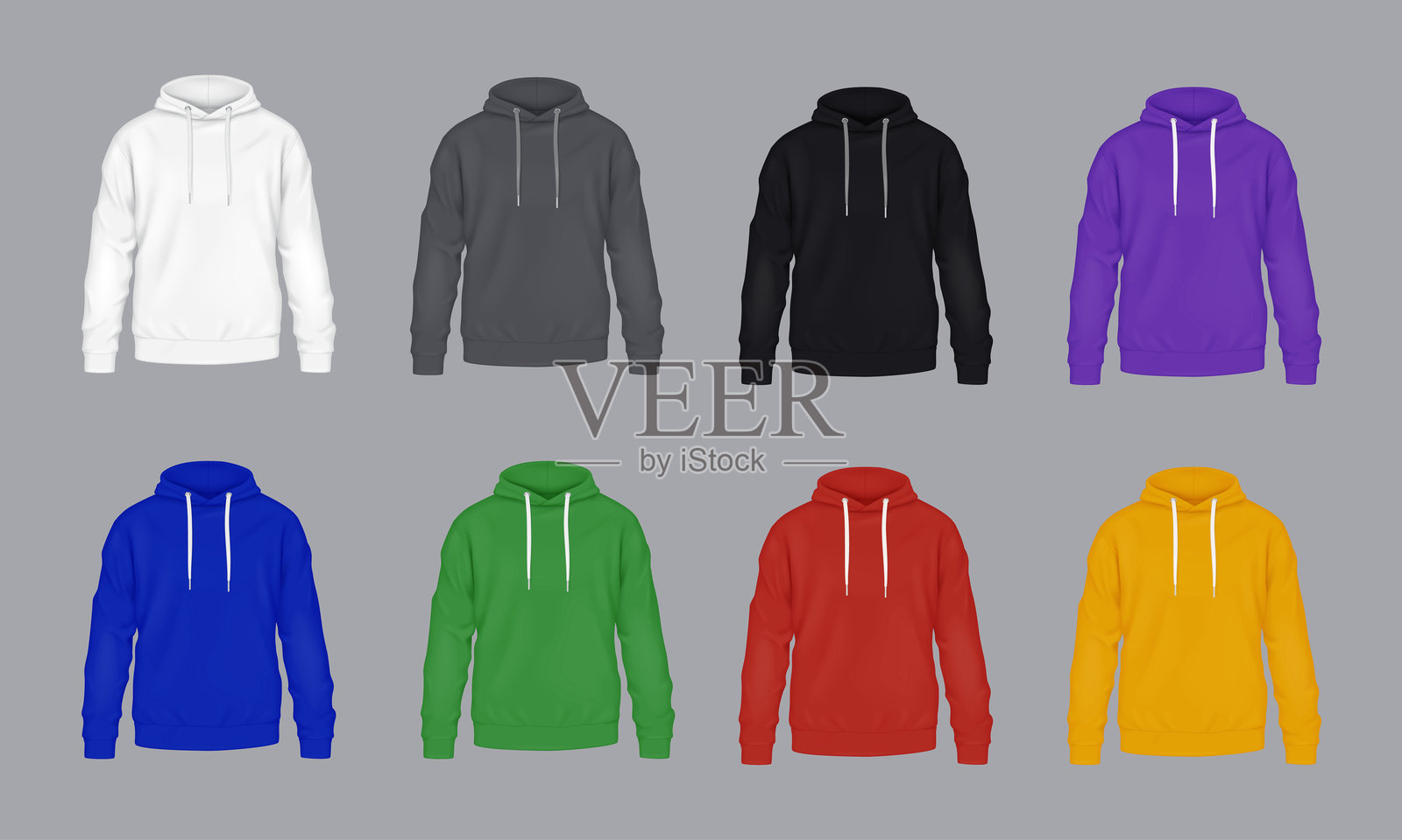 多色假模连帽衫逼真矢量插图集插画图片素材