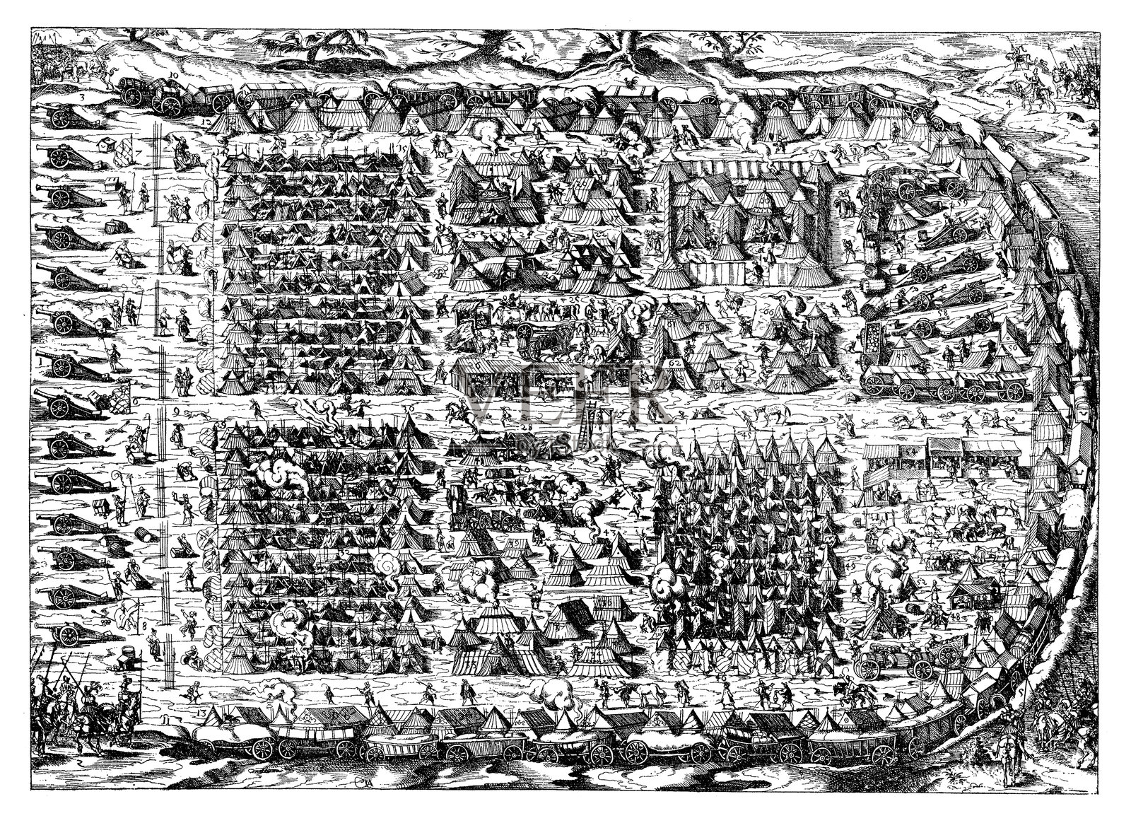 16世纪的野外营地插画图片素材