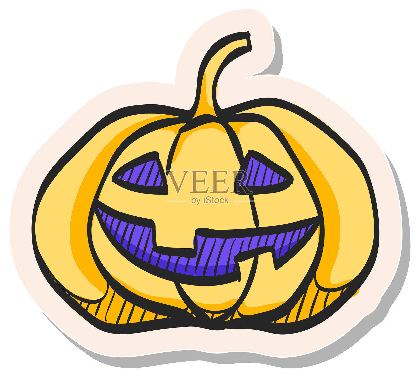 手绘贴纸风格的南瓜角色插图矢量图插画图片素材