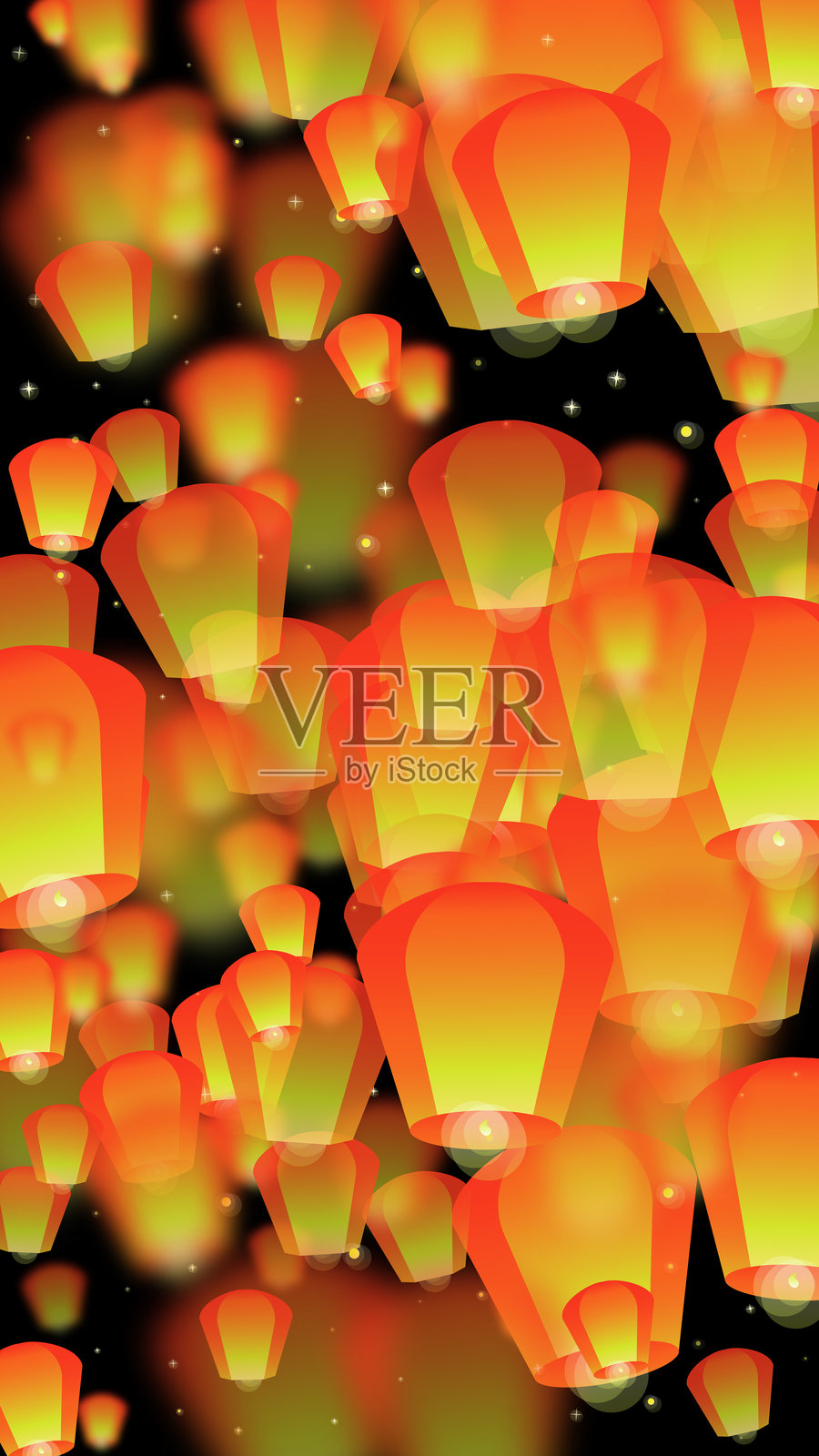 水灯节贺卡。插画图片素材