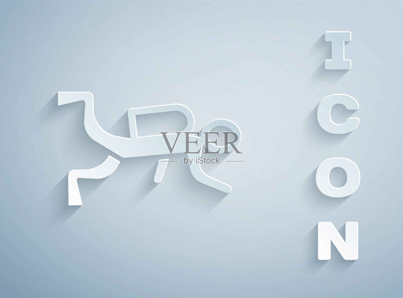 纸雕潜水员图标，背景为灰色。纸艺风格。矢量图。插画图片素材