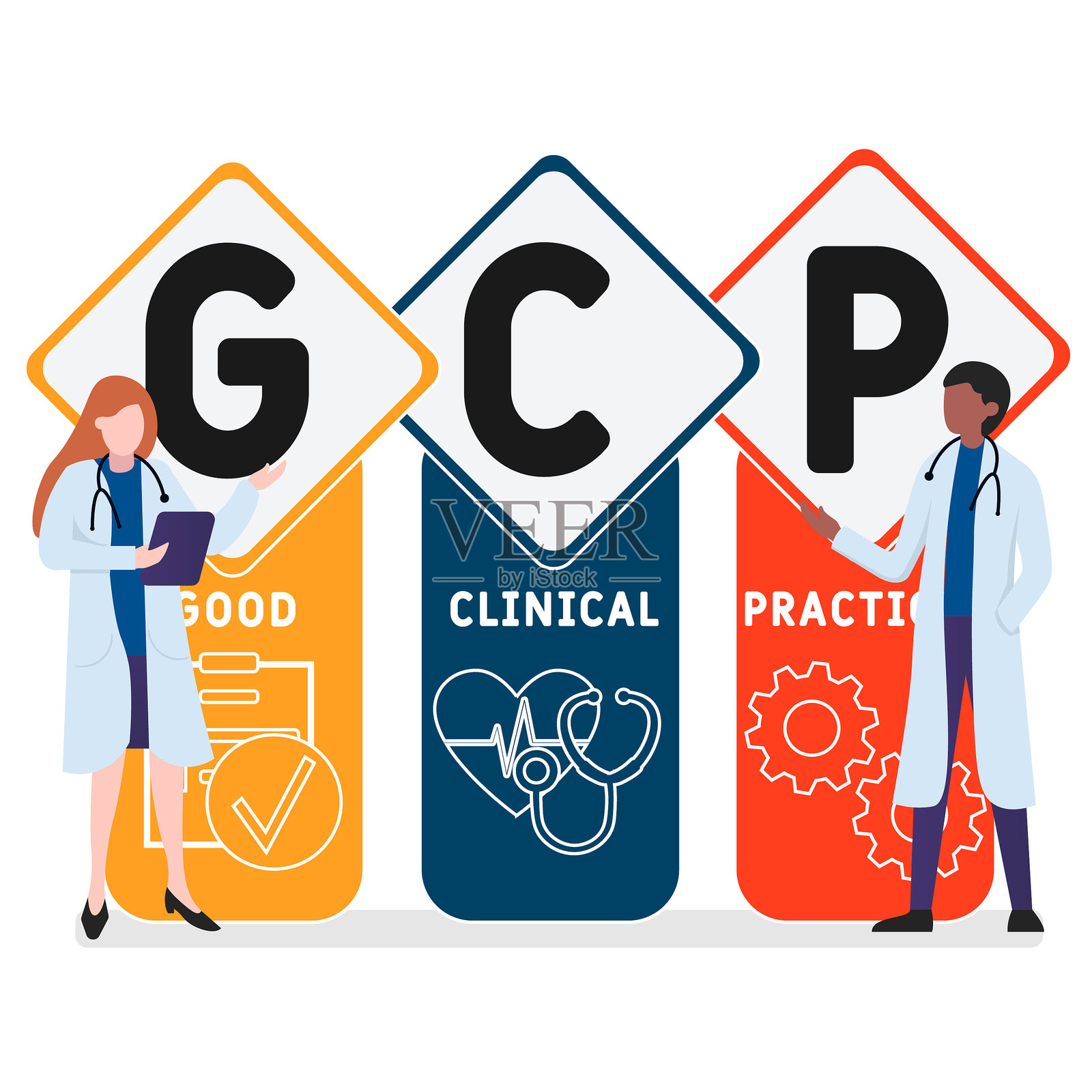 GCP - 良好临床实践缩写插画图片素材